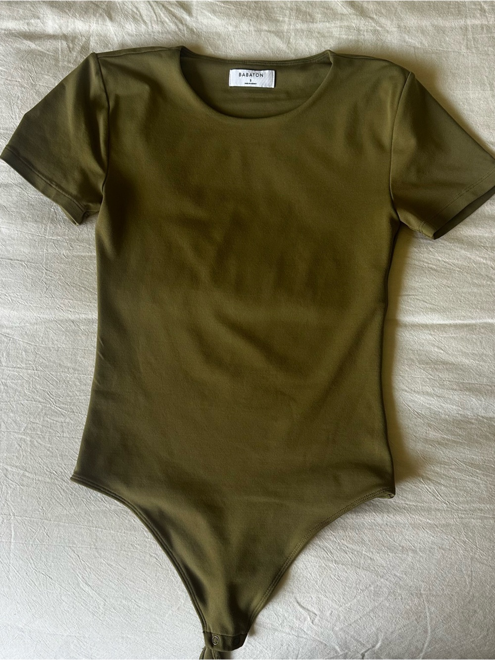 Olive Green Short Sleeve Babaton Contour Bodysuit